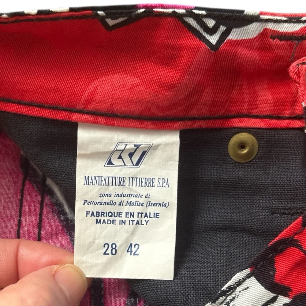Versace Jeans Couture Vintage Abstract Floral Print Jeans Multicolor Size 28 42 - Picture 8 of 9